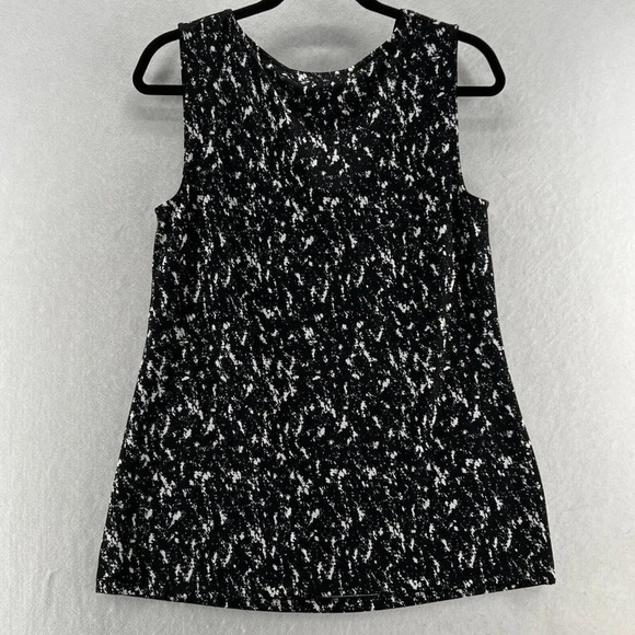 89TH & MADISON Tank Womens Sz M Printed Draped Sleeveless Stretch Jersey Black - Picture 4 of 10